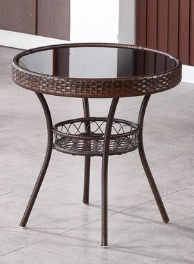 户庭外编藤椅22967钢化玻璃茶桌桌可移动四方桌小阳台院露台编藤