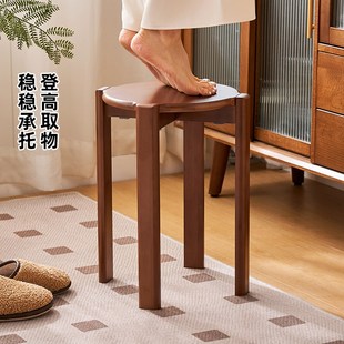楠竹圆凳家用矮凳餐桌可叠放加厚板凳小户型客厅简约备用堆叠凳子