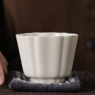 草木灰创意花形茶杯白瓷品茗杯陶瓷主人杯茶碗小茶盏功夫茶具现代