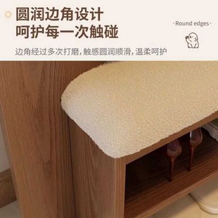 可爱卡通型实木换鞋 进门入户玄关长条沙发凳 凳家用门口可坐式 穿鞋