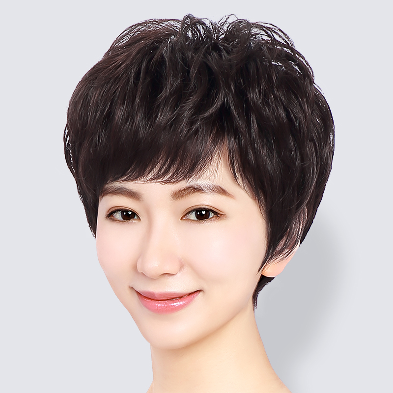 假发短发女真发全真人发全头套女士中老年头套全S真自然造型假发
