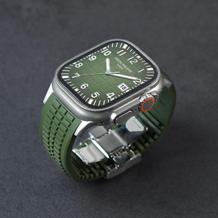 46mm 表带苹果S11手表保护壳高性能10高级感S9硅胶iwatch7男运动腕带49 ERFG适用AppleWatch Ultra3绿手雷改装