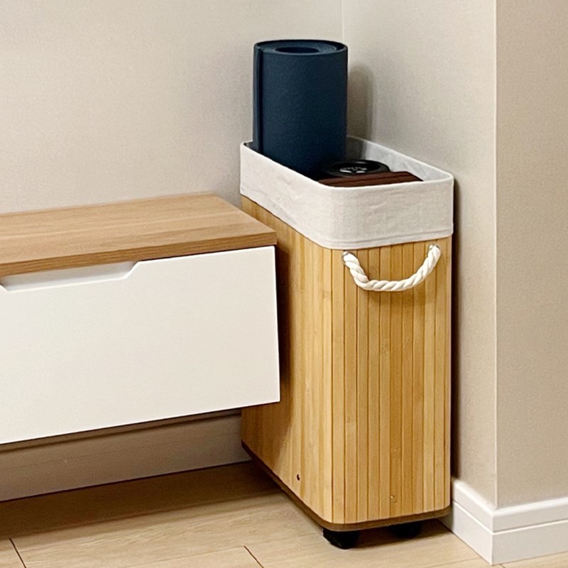 瑜伽垫收纳箱带轮健身器材收纳筐家用杂物收纳神器柜边夹缝置物架