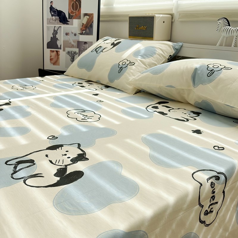 斑点猫卡通全棉床单单件学生宿舍单人1.5m床被单可配三四件套