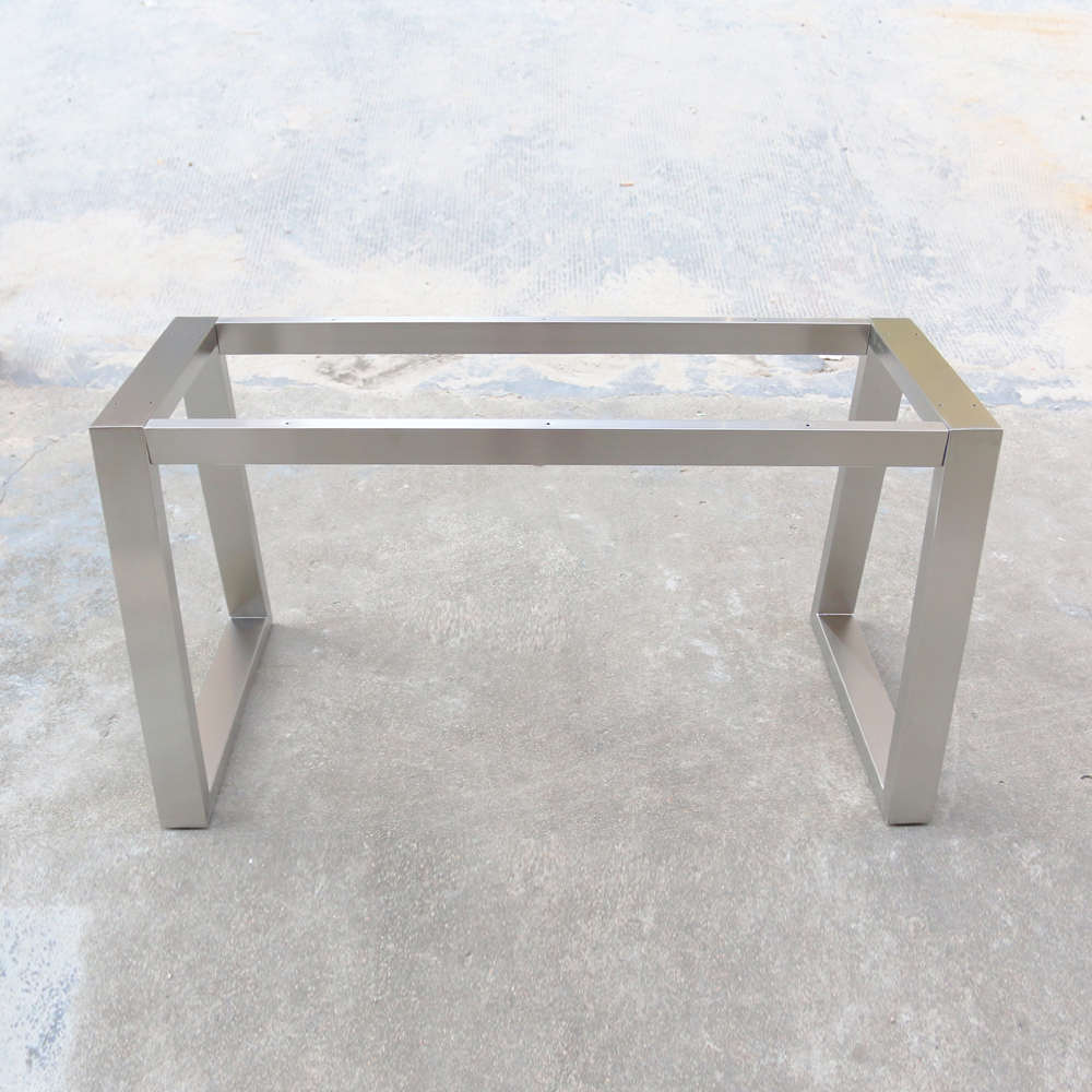 拉丝不锈钢桌脚定做实木大板支架子梯形金属桌架厚木板桌腿桌脚架