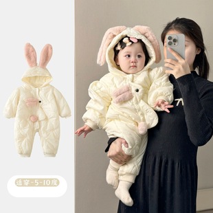 pf274婴幼儿连身衣女宝宝连体衣冬季 婴儿抱衣加厚哈衣爬爬服外套