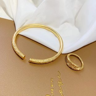 越南沙金手镯女金箍棒开 口戒指网红时尚简约彷真黄金不掉色手环