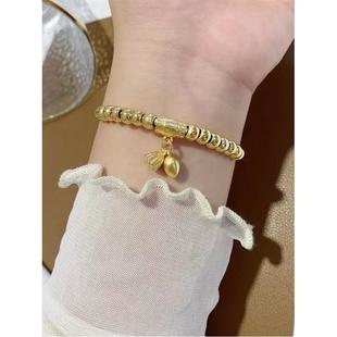 两世欢莲蓬推拉手镯女南非锡金彷真黄金不掉色首饰越南沙金手环潮