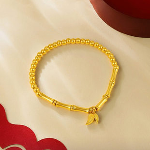 越南沙金节节高升手錬镀金弹力绳金珠手串女款气质首饰