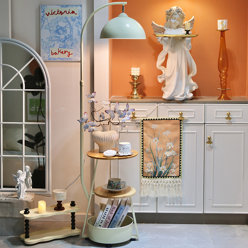 奶油风网红茶几落地灯