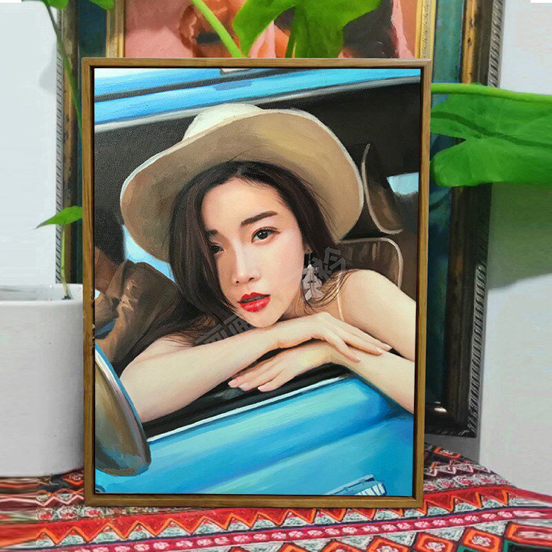 爱画画的子衿人物画像定制真人照片手绘油画板绘肖像画艺术画像