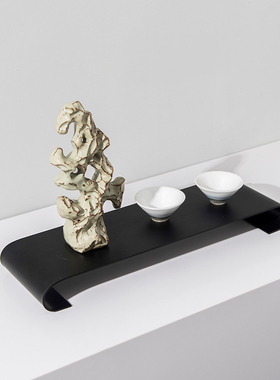 新中式太湖石托盘组合摆件套装样板间茶几桌书房茶室抽象软装饰品