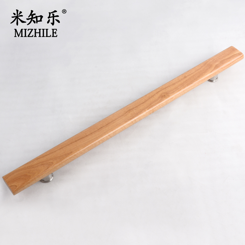 简约实木原木靠墙阁楼家用楼梯电梯轿厢扶手扁型玻璃大门拉手定制