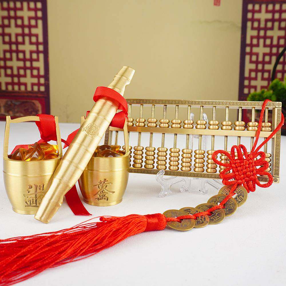 铜算盘纯铜摆件招财聚财金算盘实心黄铜乔迁之喜新居算盘客厅家用