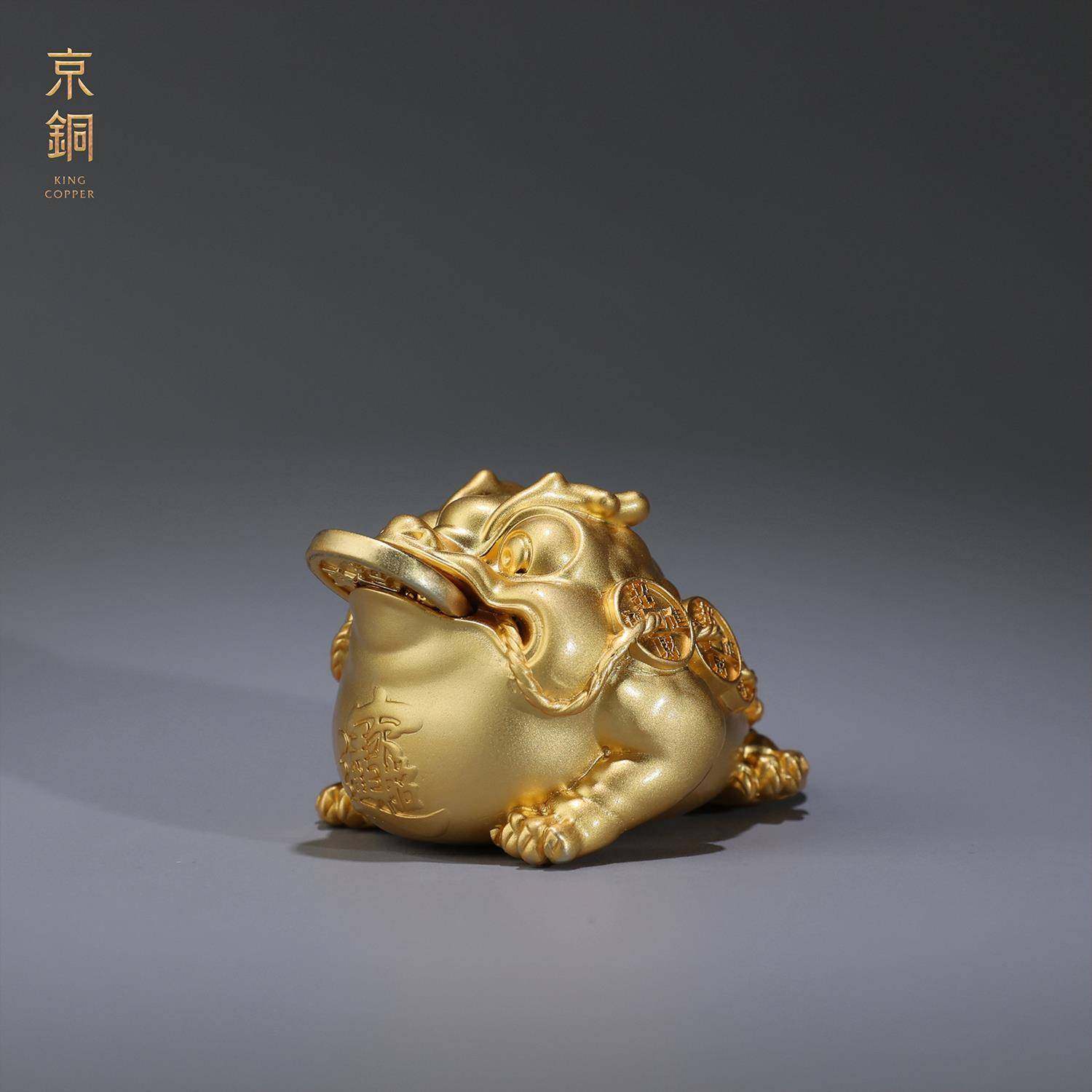 京铜纯铜家居招财小摆件三足金蟾手把件创意小礼品装饰铜蟾蜍茶宠