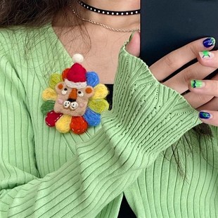 出口日韩手工羊毛毡狮子王可爱胸针大衣毛衣围巾配饰圣诞礼物 新品