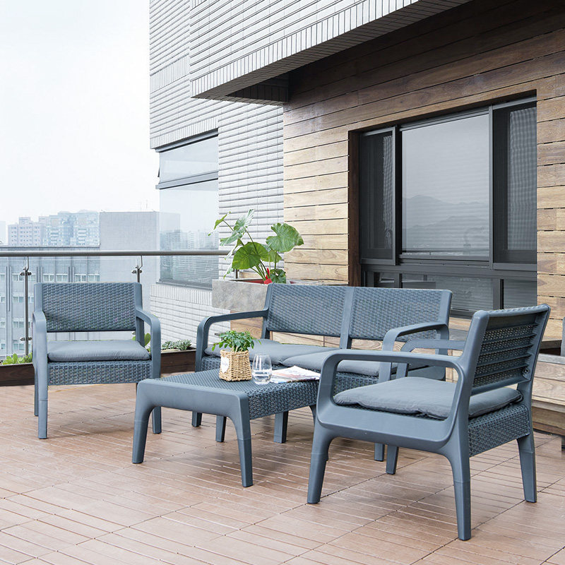 藤朝庭院户外休闲沙发组合客厅小户型仿编藤家具露台塑料室外桌椅