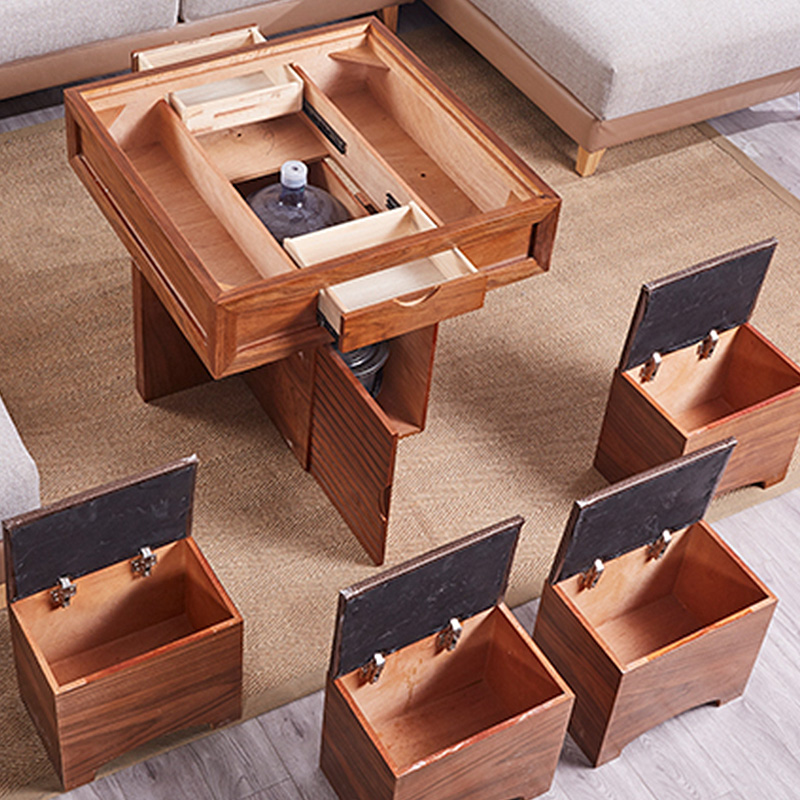 小户型阳台卧室火烧石功夫茶几中式茶桌椅组合多功能泡茶台茶艺桌