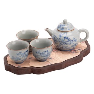 家用客厅整套2025新款 汝窑功夫茶具套装 高档陶瓷茶壶茶杯干泡套组