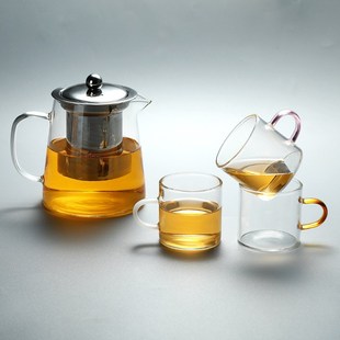 茶碗 加厚耐热玻璃小茶杯品茗杯带把家用透明小杯子功夫茶具套装