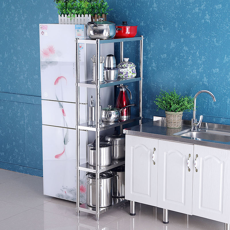 不锈钢置物架五层冰箱夹缝25厘米厨房浴室墙角架收纳储物菜架锅架