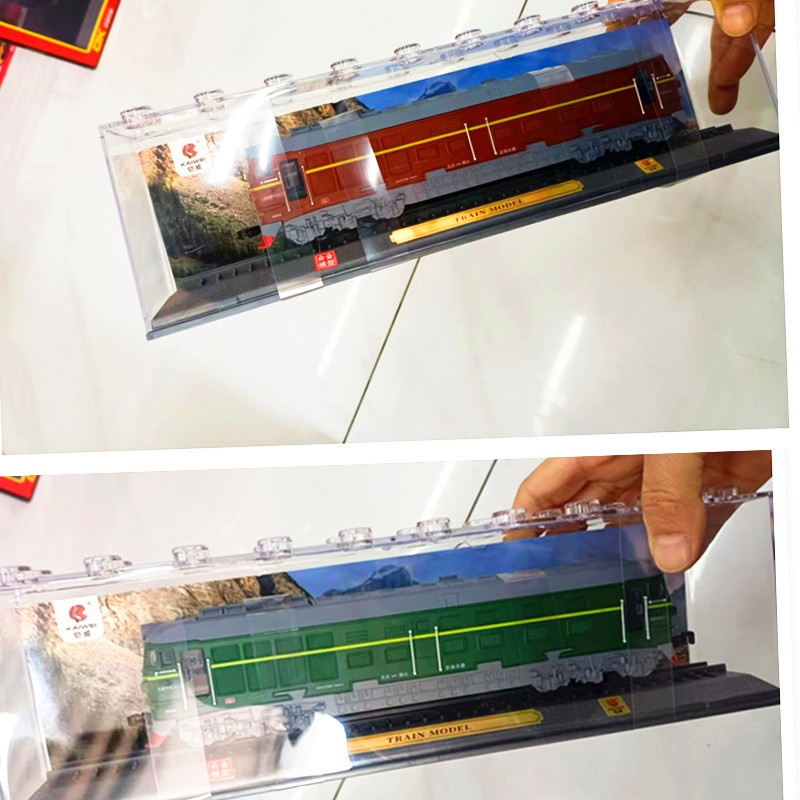 亚克力盒子高配合金仿真复古绿皮火车惯性行驶声光高铁列车儿童玩