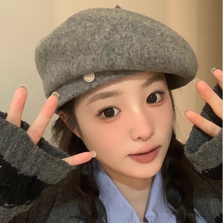 羊毛贝雷帽女秋冬毛呢新款韩国显脸小帽子冬天日系高级感画家帽