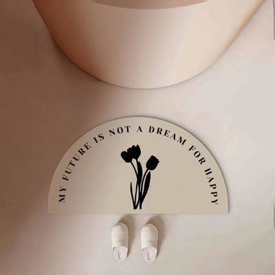 轻奢风卫生间门口吸水垫家用花卉浴室防滑垫半圆形耐磨硅藻泥地垫