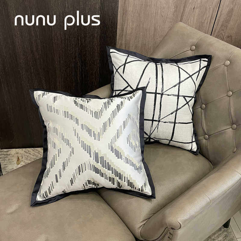 黑白艺术格调飞边现代沙发客厅抱枕时尚样板间轻奢靠垫靠包腰枕,居家布艺,靠垫/抱枕,淘宝优惠券,粉丝福利购,淘宝优惠卷