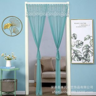 蕾丝防蚊家用免打孔纱帘魔术贴网红帘子 门帘夏季