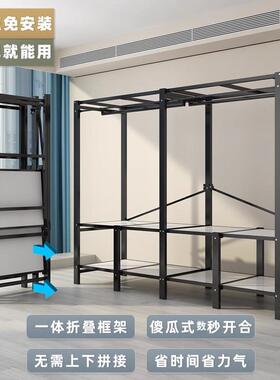 简免安ZRA装衣柜家用室折叠易布卧衣柜出租房结实耐用钢架纳柜衣