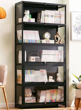 书书柜置FKG物架带柜子门储架物柜厅一体格柜展示柜落地多层客置