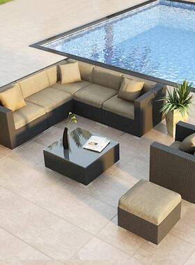 户外露沙发庭OOG院防水休防晒台阳台闲藤椅组合客厅家室外藤编沙