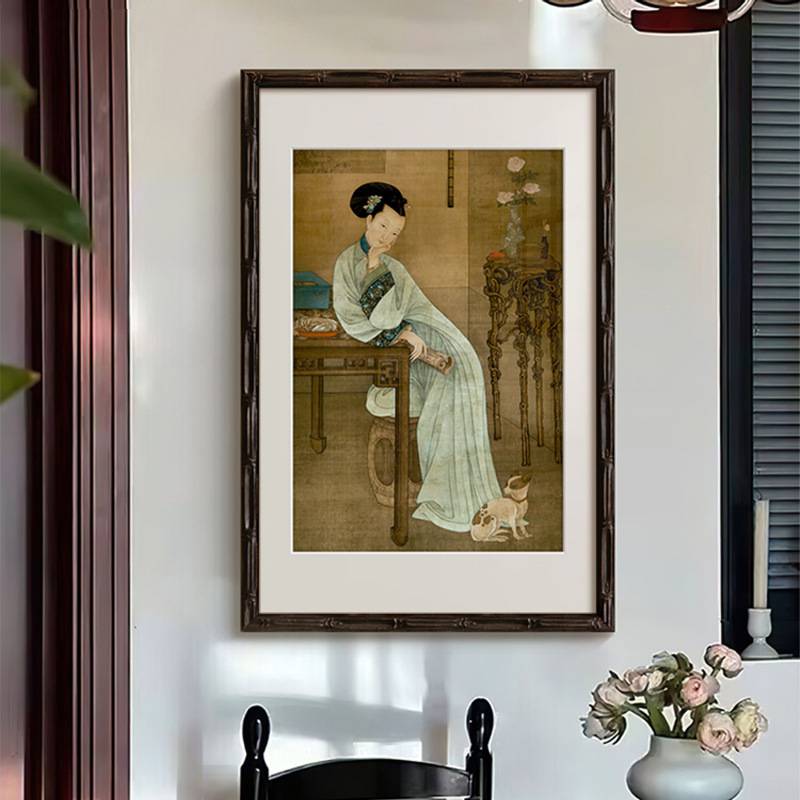 春阁倦读图东方古典美学装饰画法式中国风客厅挂画新中式复古壁画