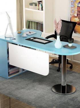 简约代UBV弧形转角书桌书柜现组合习桌电脑学主播桌单人办公桌诊