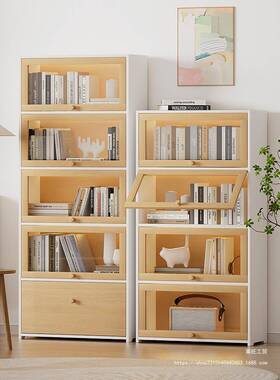 书落置物架带门收纳物柜防地尘学生多层实木柜储书QFB架家用一体