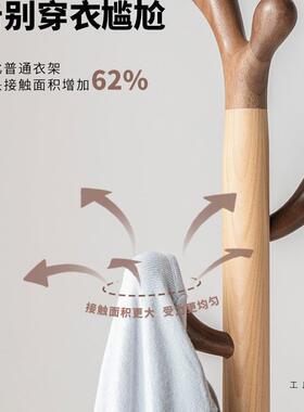 地衣架童家用立式挂衣架衣帽架置物架实落木HLE室床边儿挂包卧架