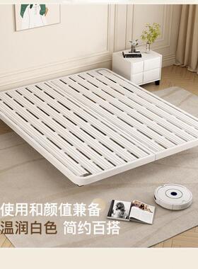 日式简约床无头浮悬床架子排骨家用铁架艺床加厚单人NPZ双人铁架