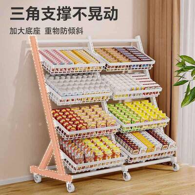 加大超市生鲜架落地果货可蔬LGB展示架水果蔬菜斜口篮移动置物架