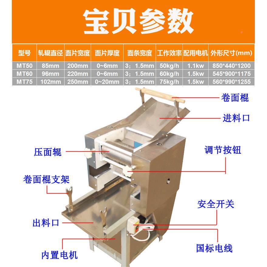 商多用大型功能锈钢果蔬菜鲜水饺子RSU皮机压面机全自动家不用面