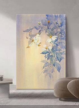 顺丰关白玉兰纯油画新中964绘式玄装饰画客手厅抽象花卉紫色丙烯