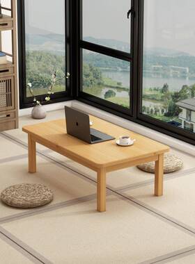 竹炕桌老式农家用实木榻榻米小茶桌子坐地吃饭矮桌飘窗几村94138