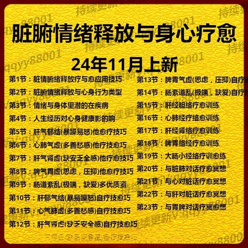 中医脏腑情绪释放与身心疗愈高清视频课程11月上新
