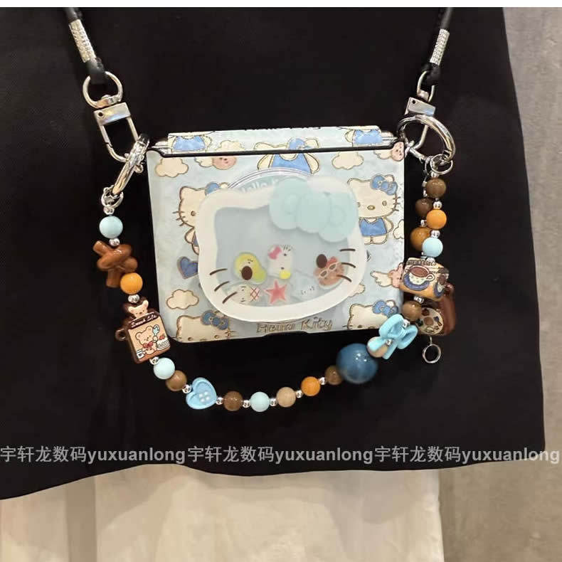 卡通可爱透明手机壳Hello Kitty挂绳痛包创意保护套适用华为puarx小米mixflip荣耀折叠屏新款