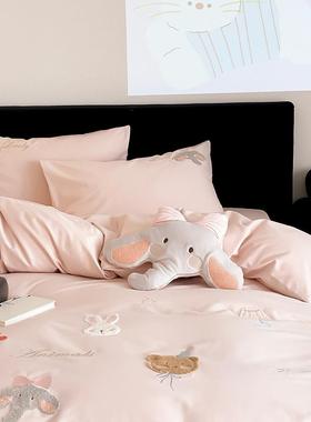 YRM人卡通风毛巾绣儿童单双床品春夏季全棉爱三四件刺套家纺四可