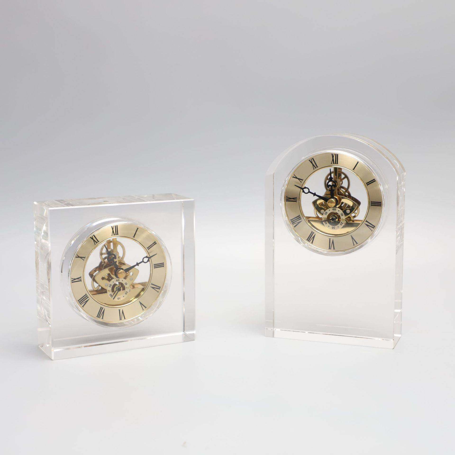 中样式水晶明钟透表摆件板房新售1111楼部卧室书房客厅餐厅桌面装