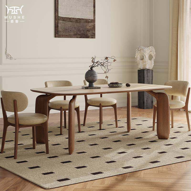 工艺法式复古实木餐白桌椅型组合洞石CZ-558岩板家用小户意蜡木创,商业/办公家具,餐桌椅系列,淘宝优惠券,粉丝福利购,淘宝优惠卷