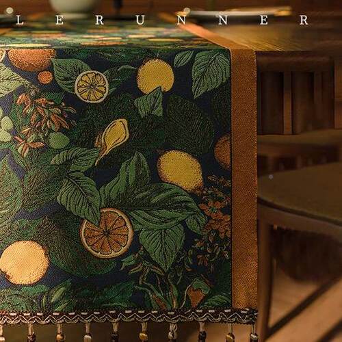 中式旗桌轻新奢SDJ餐桌茶几长条桌旗美式欧复古电视柜盖布F^
