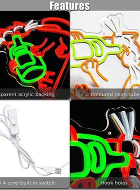 led饰霓虹灯广告5V牌招卧灯BBF室内氛围灯猫咪造装型灯发光字