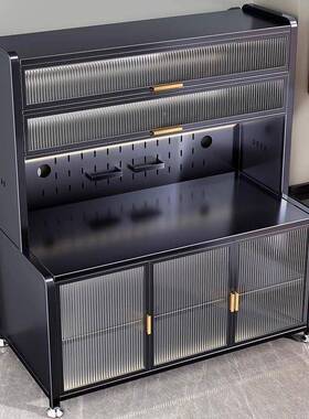 橱柜房置物架餐边柜IHH一体靠式墙落地微波厨层炉多功能多橱柜不